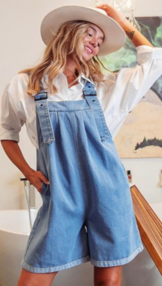 DENIM OVERALL SHORTS